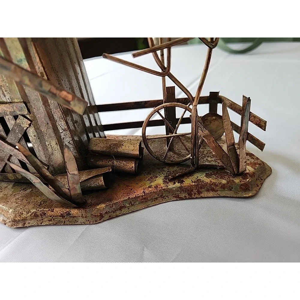 Vintage Handcrafted Metal Music Box‎ Farm Style Windmill Rustic Great Gift